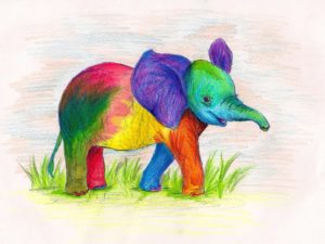 Elefante Colorido Ilustração